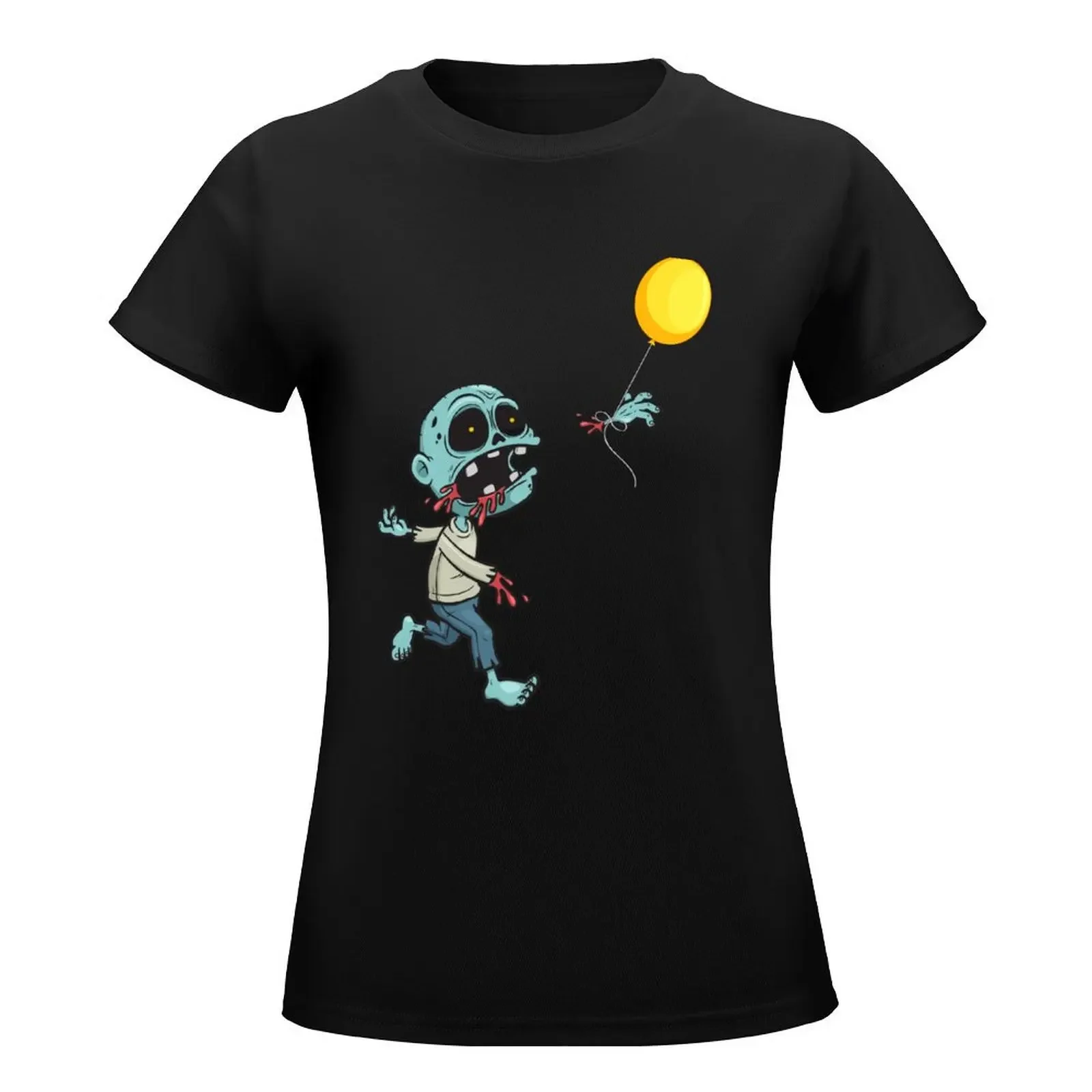 Cute Zombie Loses Arm to Balloon T-Shirt Short sleeve tee tops summer clothes t-shirts for Women graphic tees funny