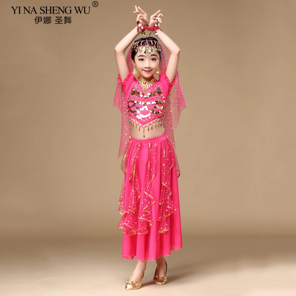 6 pz/set Costumi di Danza Del Ventre Orientale Per Bambini Set di Danza Del Ventre Ragazze Bollywood Indiano Pratica Vestiti di Prestazione H017