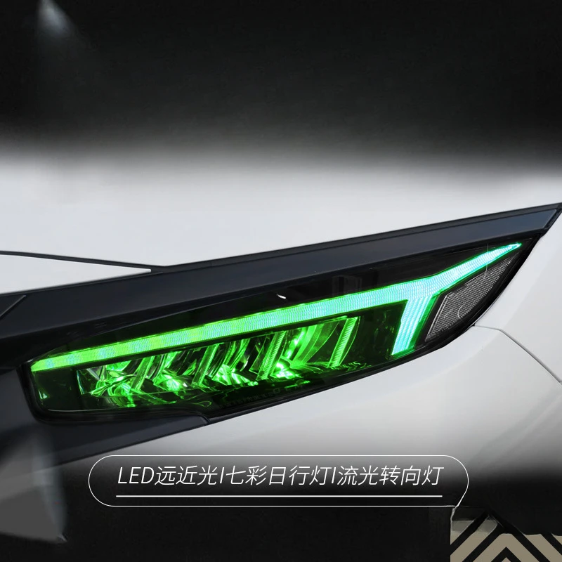 

Подходит для Honda Civic 10-го поколения: Модифицированная фара в стиле «Драконье крыло» с 7-цветными светодиодными дневными ходовыми огнями с динамическим эффектом