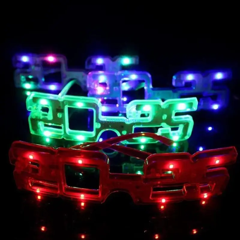 N7YF Leuchtbrille, leuchtet Dunkeln, Brille, 2025, LED-Brille, leuchtendes Spielzeug, Partybrille für Weihnachten, Halloween