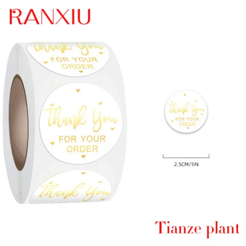 Custom Custom Round Waterproof PVC Gold Foil Sealing Envelope Decoration THANK YOU Label Stickers For Gifts Packing