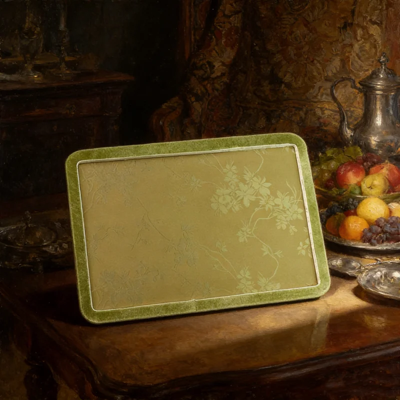 

New Chinese Style Jewelry Display Tray, Embroidered Velvet Edge Organizer, Live Stream Appraisal Plate for Jade & Beads