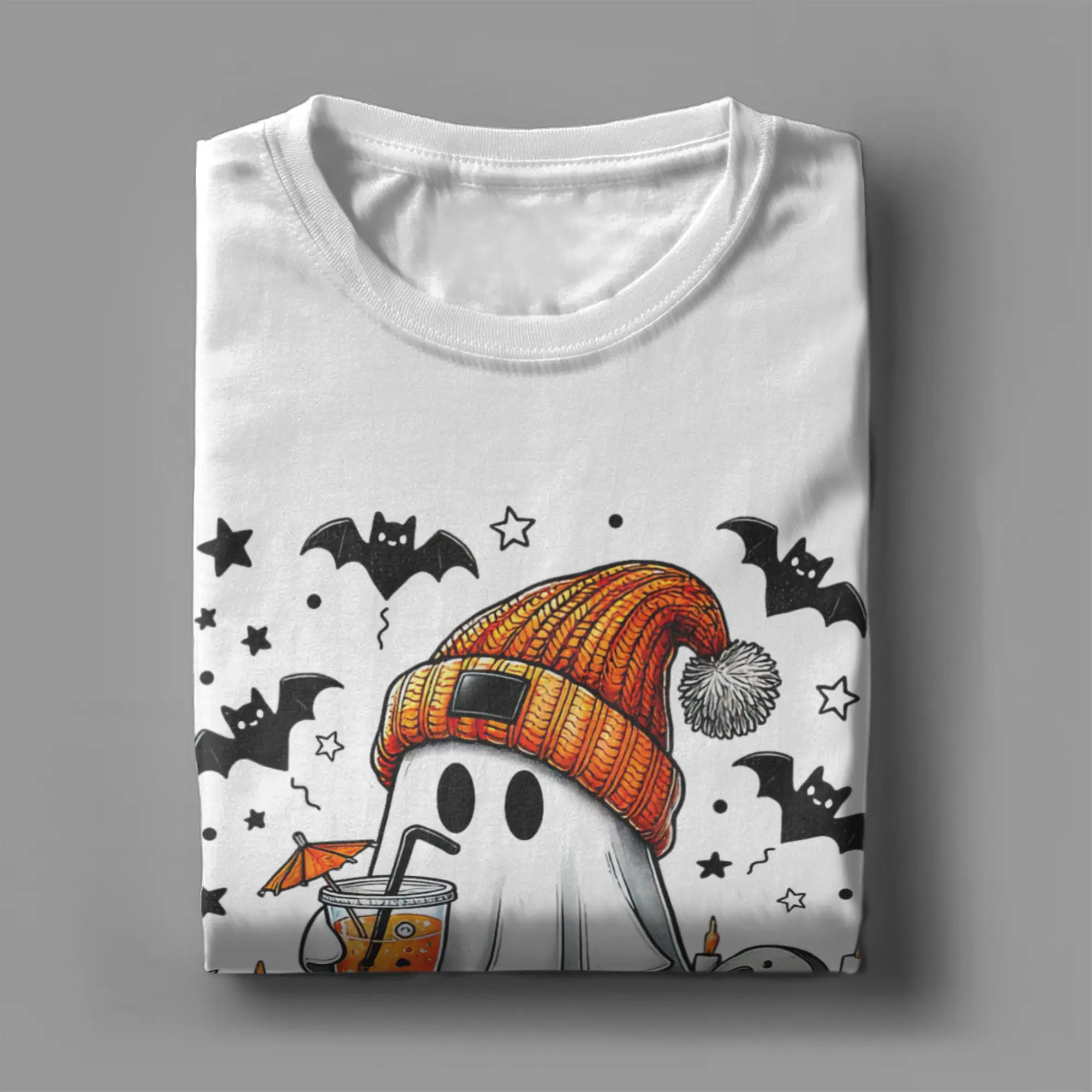 ゴーストハロウィンフラワーメンズ Tシャツヴィンテージ Tシャツ半袖クルーネック Tシャツ綿 100% プラスサイズの服