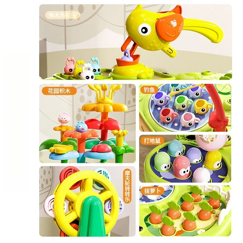 Peuter Montessori Speelgoed Vissen Whac Een Mol Trek Wortel Voeden 4-In-1 Multifunctionele Muziek Speelgoed Leren Educatief Baby Cadeau