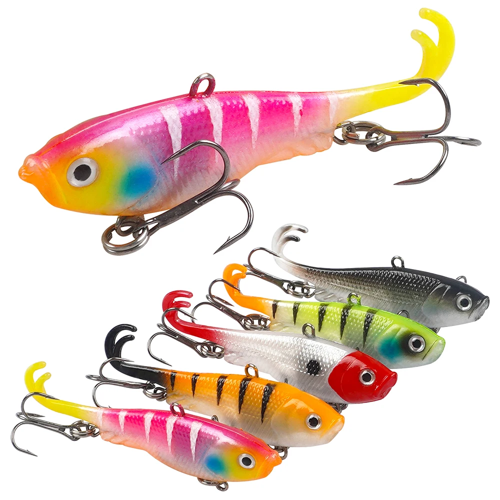 10Pcs/5Pcs Soft Fishing Lures Kit Pre-Rigged Jig Head Fork Tail Plastic Swimbaits with Treble Hooks for Bass Trout Walleye