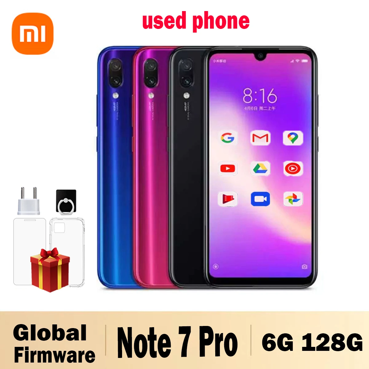 Xiaomi Redmi Note 7 Pro Smartphone 6GB 128GB Snapdragon 660AIE Android Mobile Phone 48.0MP+5.0MP Rear Camera Used phone