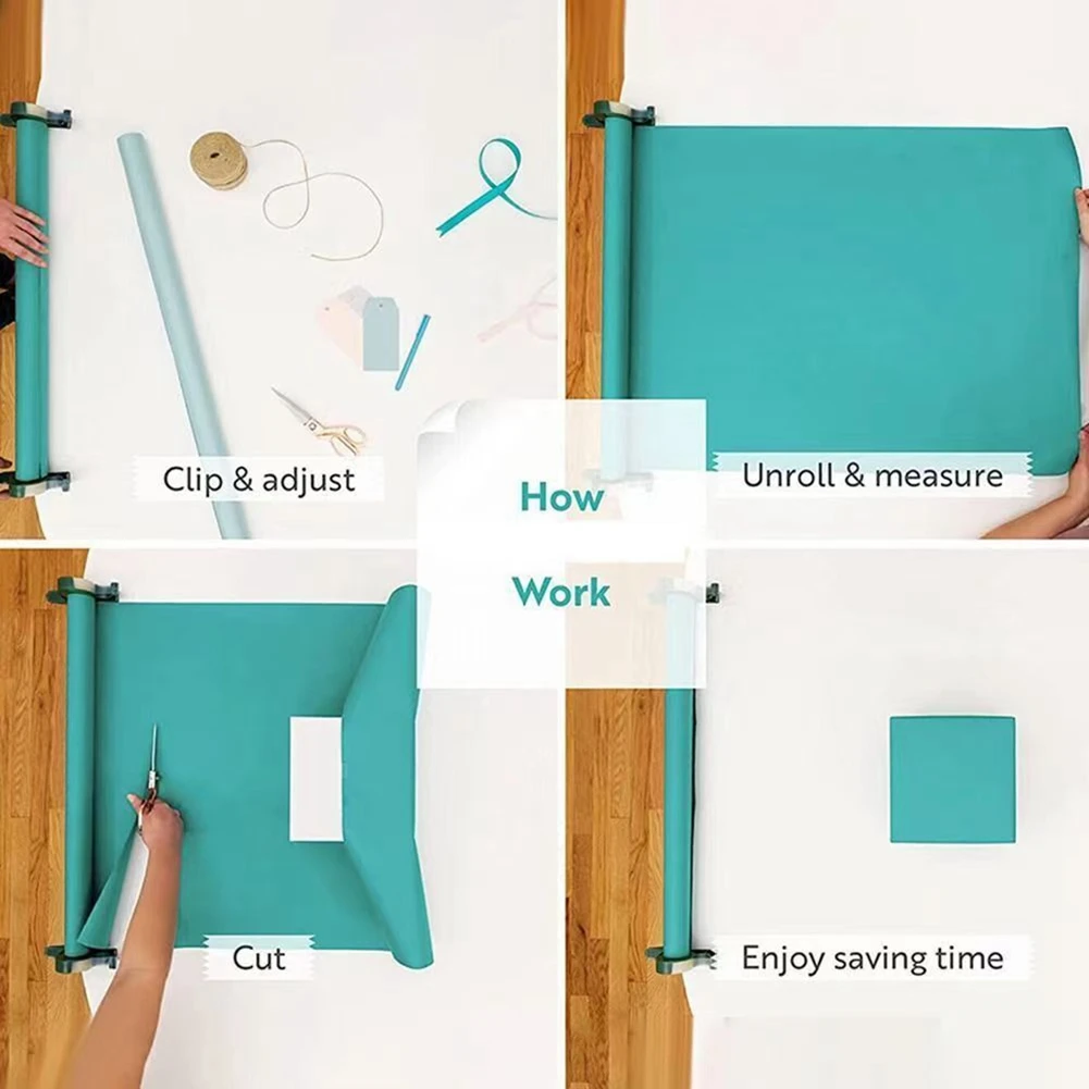 ชั้นวางกระดาษเครื่องตัดเทปเครื่องมือห่อของขวัญแบบตั้งโต๊ะ4ชิ้นสำหรับห่อของขวัญวันคริสต์มาส