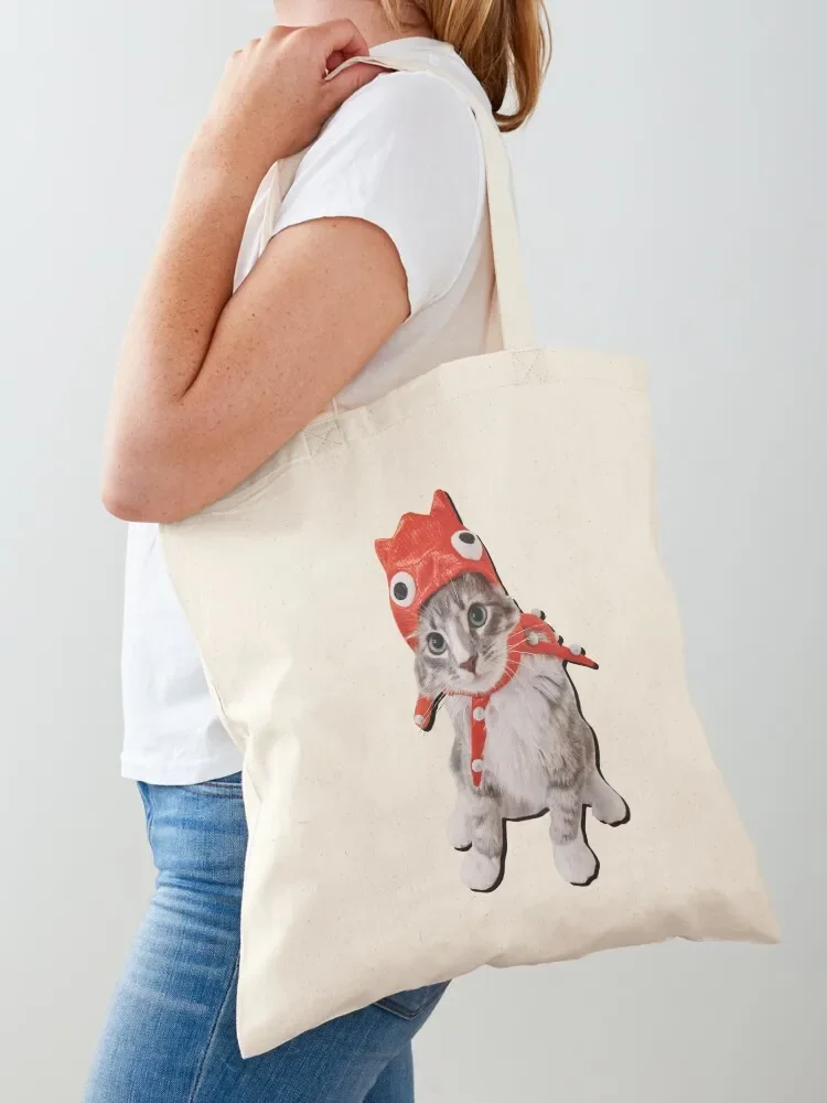 Red Squid Hat Cat Tote Bag Customizable tote Women's personalized canvas