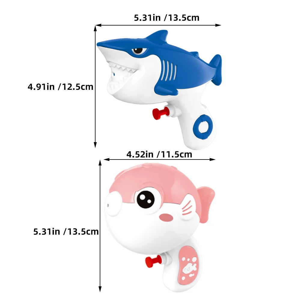 2Pcs Shark Pufferfish Water Gun Set Cute Animal Design Summer Beach Pool Party Favors Outdoor Water Play Soaker Fun