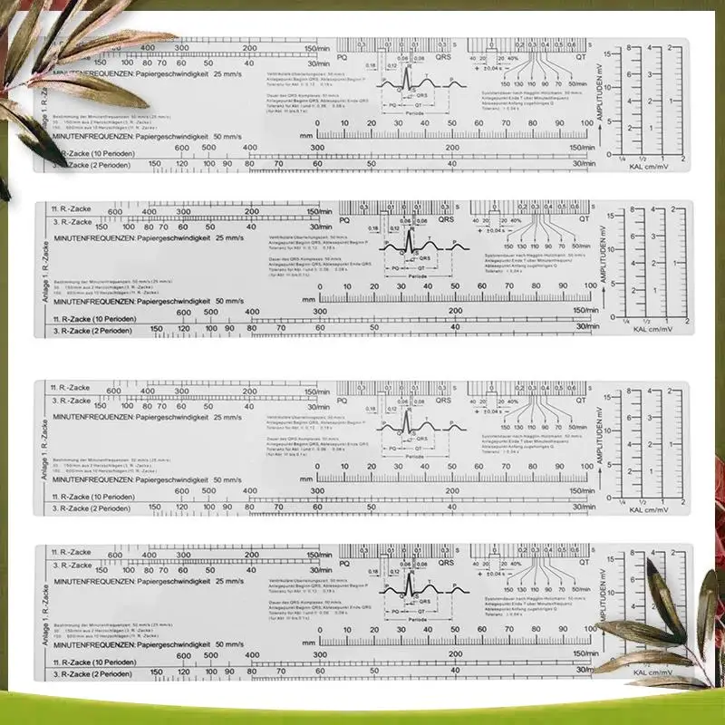 New-4X Essential EKG Ruler Pocketcard In English
