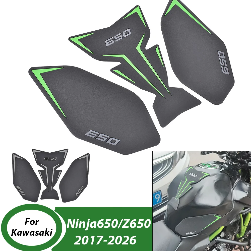 

Накладка на бак мотоцикла для KAWASAKI Ninja650 Z650 Ninja Z 650 2018-2026, противоскользящая наклейка-протектор для топливного бака, аксессуары