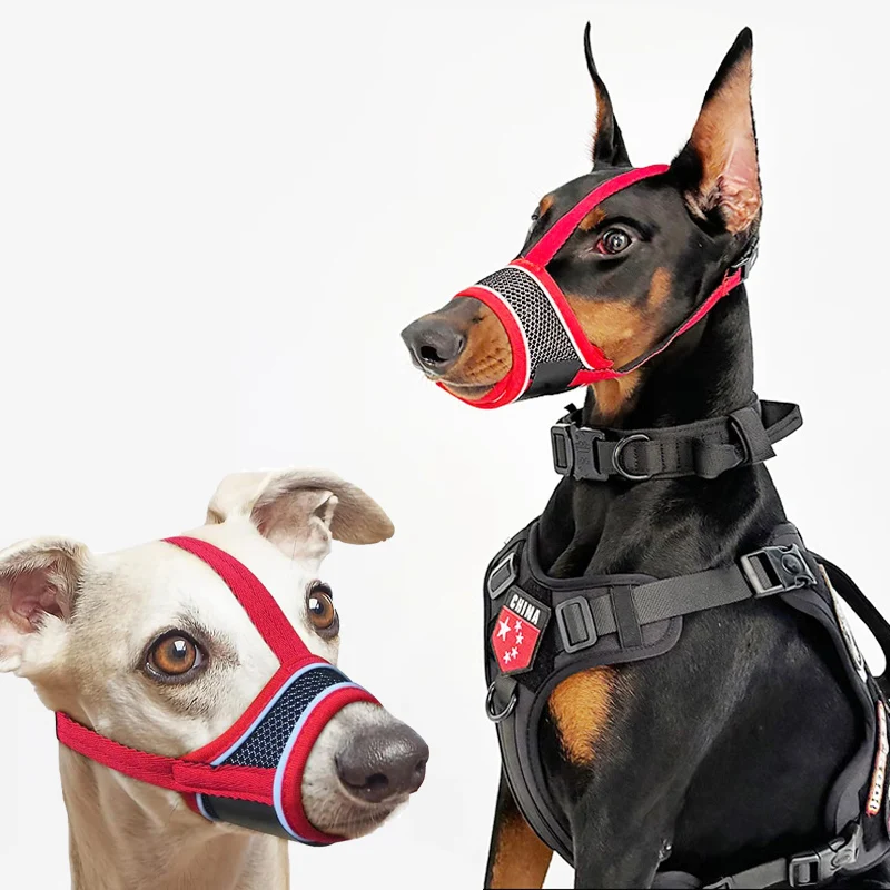 

Dog Muzzle Anti Biting Barking and Chewing ,Comfortable Mesh Soft Fabric and Adjustable Strap, Suitable for Small and Large Dogs