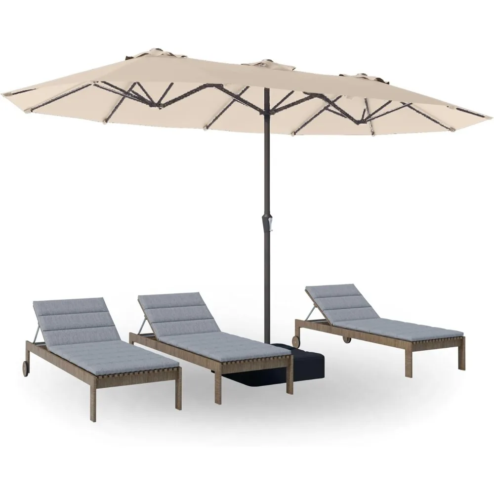 

PatioKingdom 15FT Large Patio Umbrella with Base Included,Double Sided Large Outdoor Umbrella with Sturdy Fiberglass Ribs,Rectan