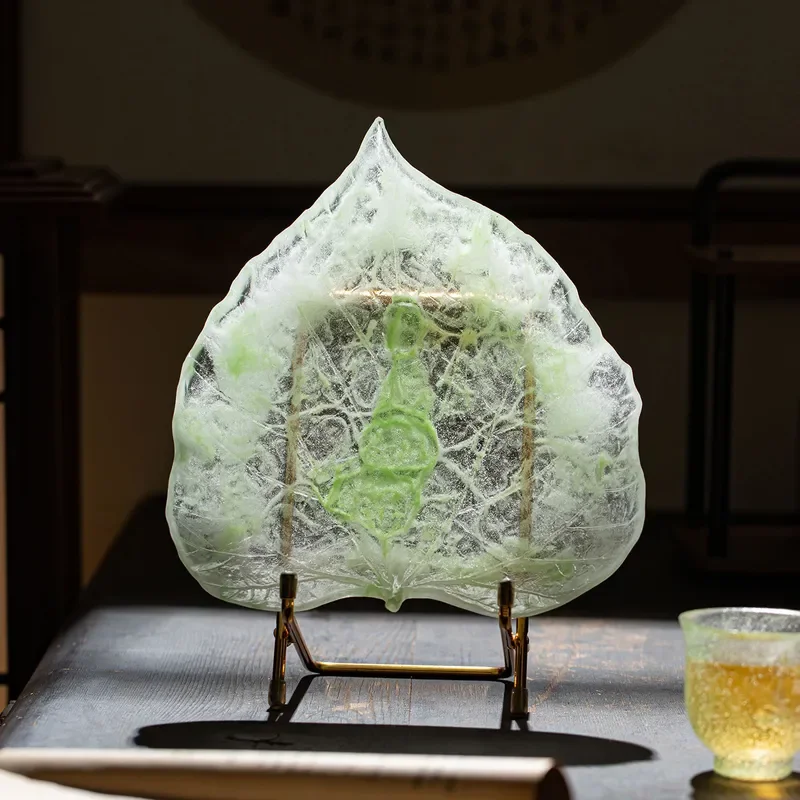 Handmade Bodhi Zen Heart Tea Pet Ornament Ancient Glazed Ceramic Tray High End Light Luxury Kung Fu Tea Set Accessory Gift