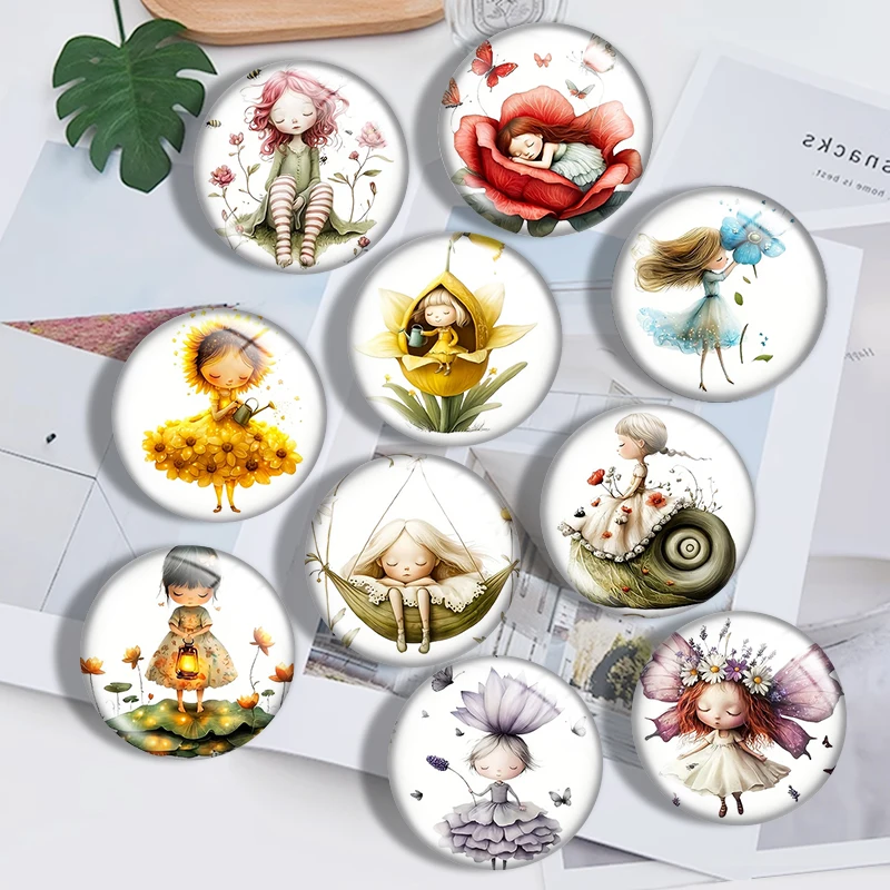 Retro Fantasy Fairy 10pcs 12mm14mm/16mm/18mm/20mm/25mm Round Photo Glass Cabochon Demo Flat Back Making Findings Jewelry
