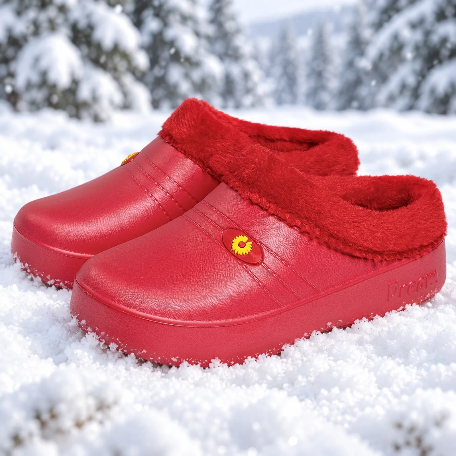 Baumwollschuhe für Damen im Winter, mit dicker Samtoptik und warmer Lederoberfläche, können mit einer dicken Sohle und leichtem Baumwollfutter getragen werden. – Detail 4