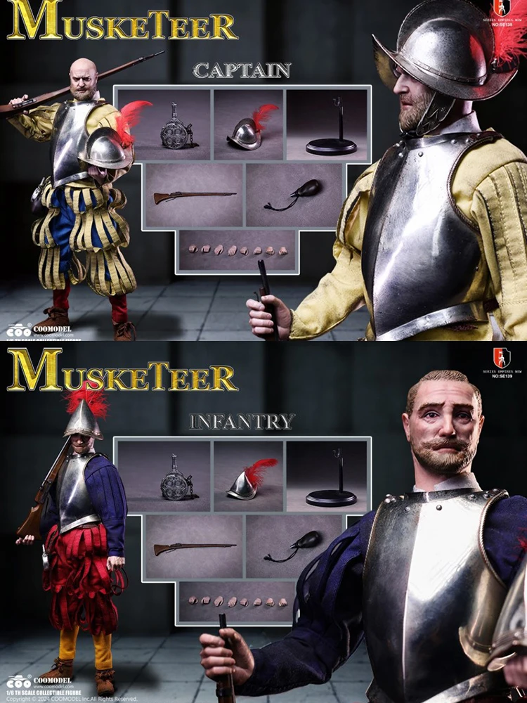 COOMODEL SE138 SE139 1/6 Musketier Infanterie Action Figure Westerse Militaire Simulatie 12 "Volledige Set Man Soldaat Model Pop