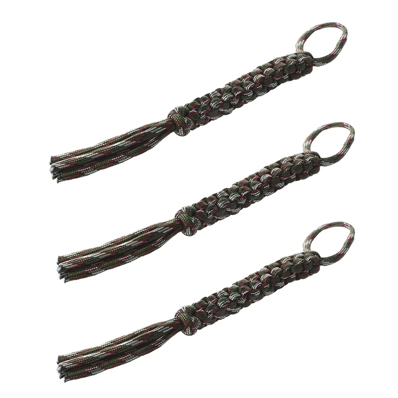 3X Woodland Digital Camo Paracord Square Weave Knife Lanyard