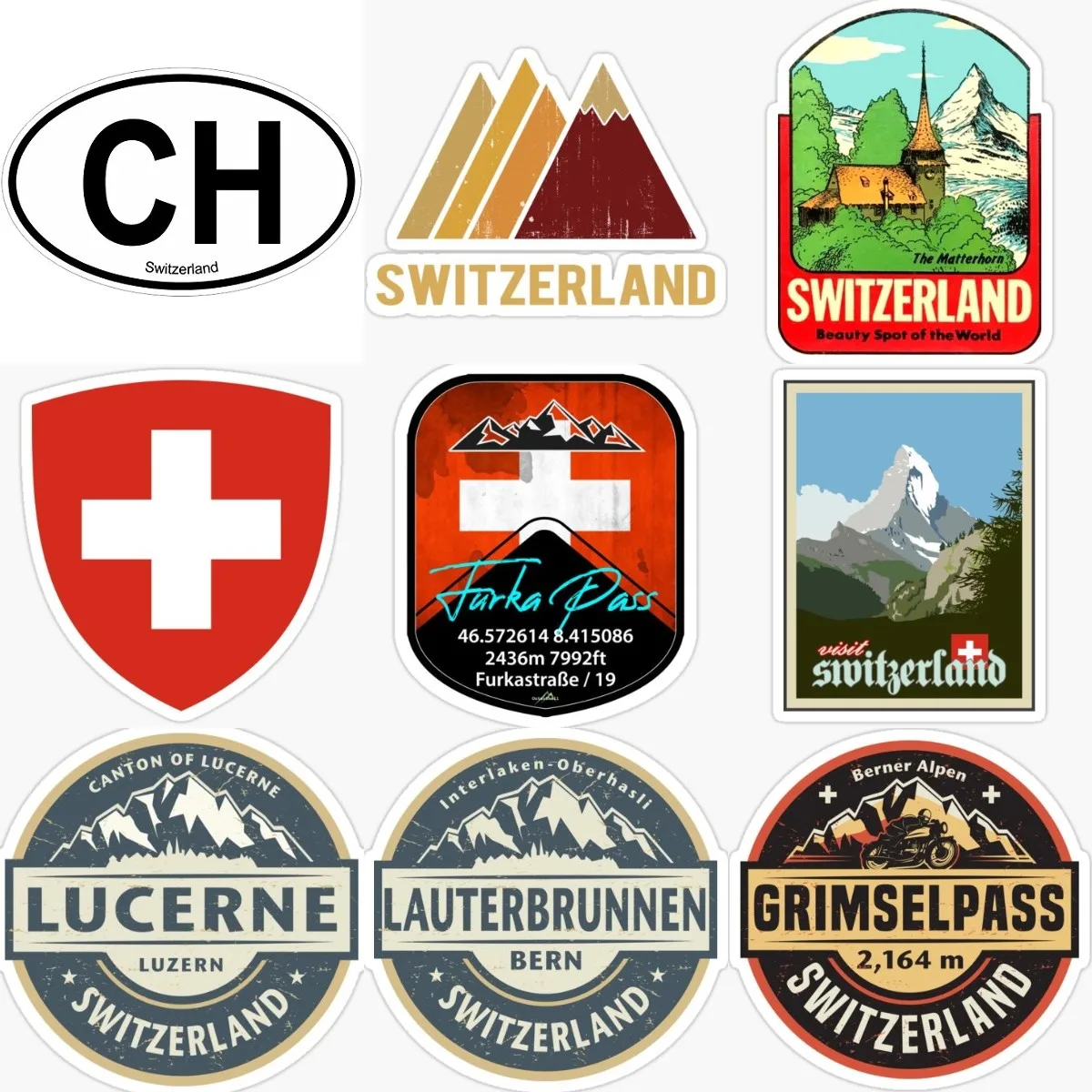 

Creative CH Switzerland Flag Snow Mountain Badge Sticker for Decorate Motorcycle Window Laptop Car Window Bumper Covered Scratch