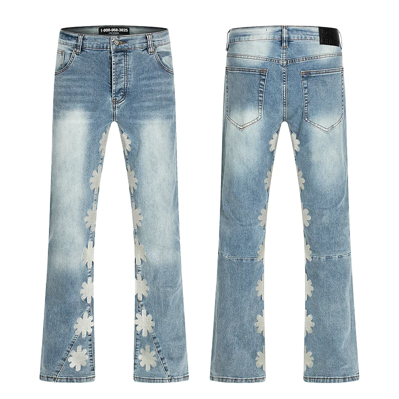 

LOST SHDWS JEANS Мужские облегающие джинсовые брюки с вышивкой American Niche High Street Ins Повседневные модные брюки