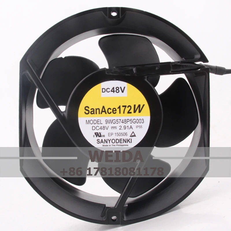Case Fan Sanyo DC48V 2.91A 9WG5748P5G003  Four-wire Round Waterproof Inverter  17251 172X150X51MM 17CmCooling fan