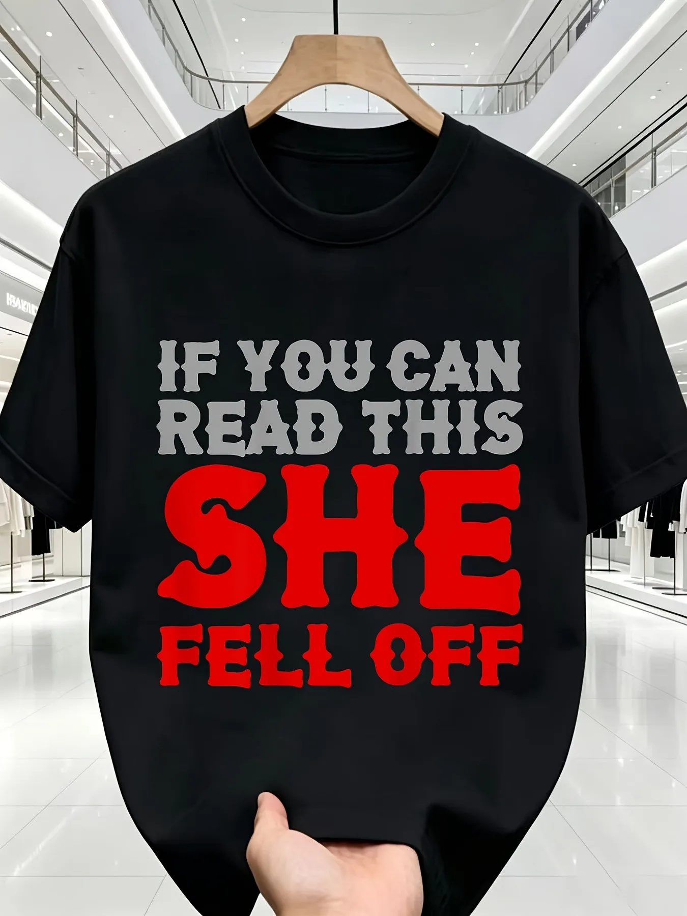 Funny If You Can Read This She Fell Off Motorcycle T Shirt Retro Biker Humor Crew Neck Shirt Suitable for Men, Soft Casual Wear for Themed Events, Biker Parties  Everyday Apparel,  Non Sheer Design