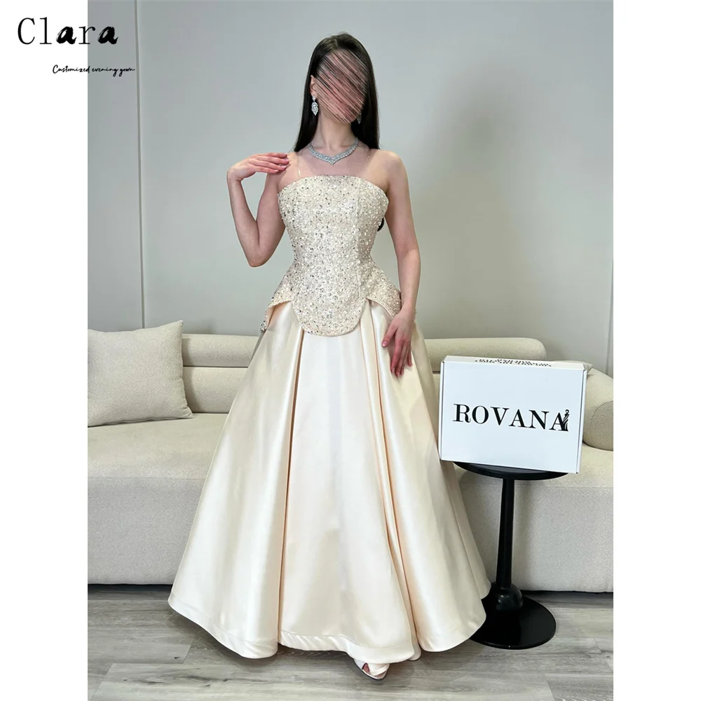 Clara Custom Tube Top A-line Off-shoulder Shiny Evening Dresses Woman Elegant Party Dresses 2026 Luxury Evening Gala Dress Women