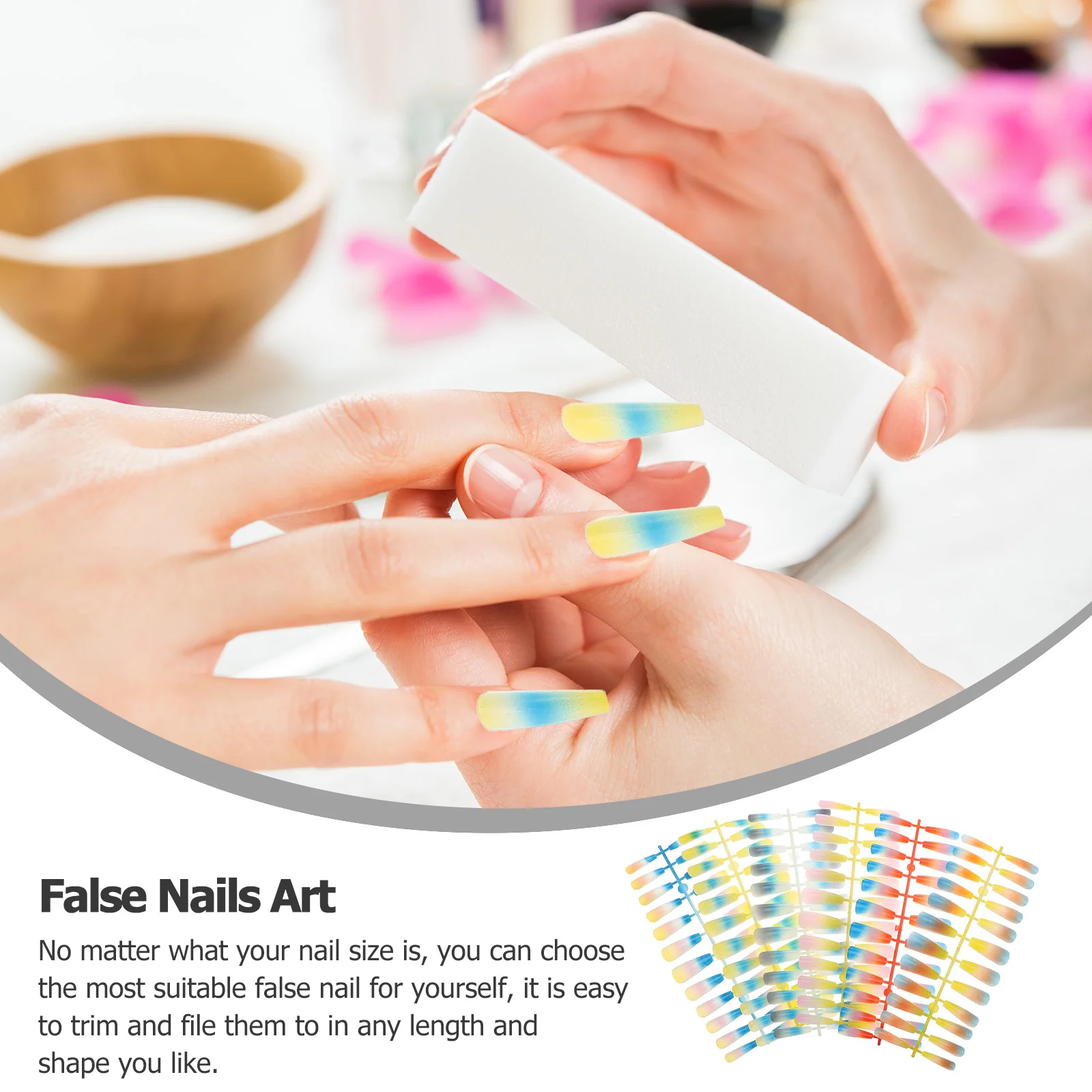 

144pcs Rainbow Gradient Fake Nails Super Long Press On Nail Tips For Artificial Nail Art At Home Party Decor