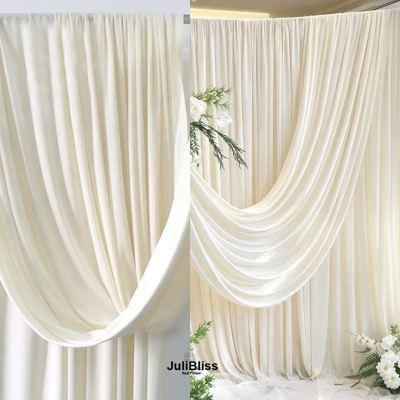 Width 160cm Premium Beige Champagne Stretch Milk Silk Fabric DIY Wedding Drapery, Event Backdrop  Bridal Gown Sewing Material