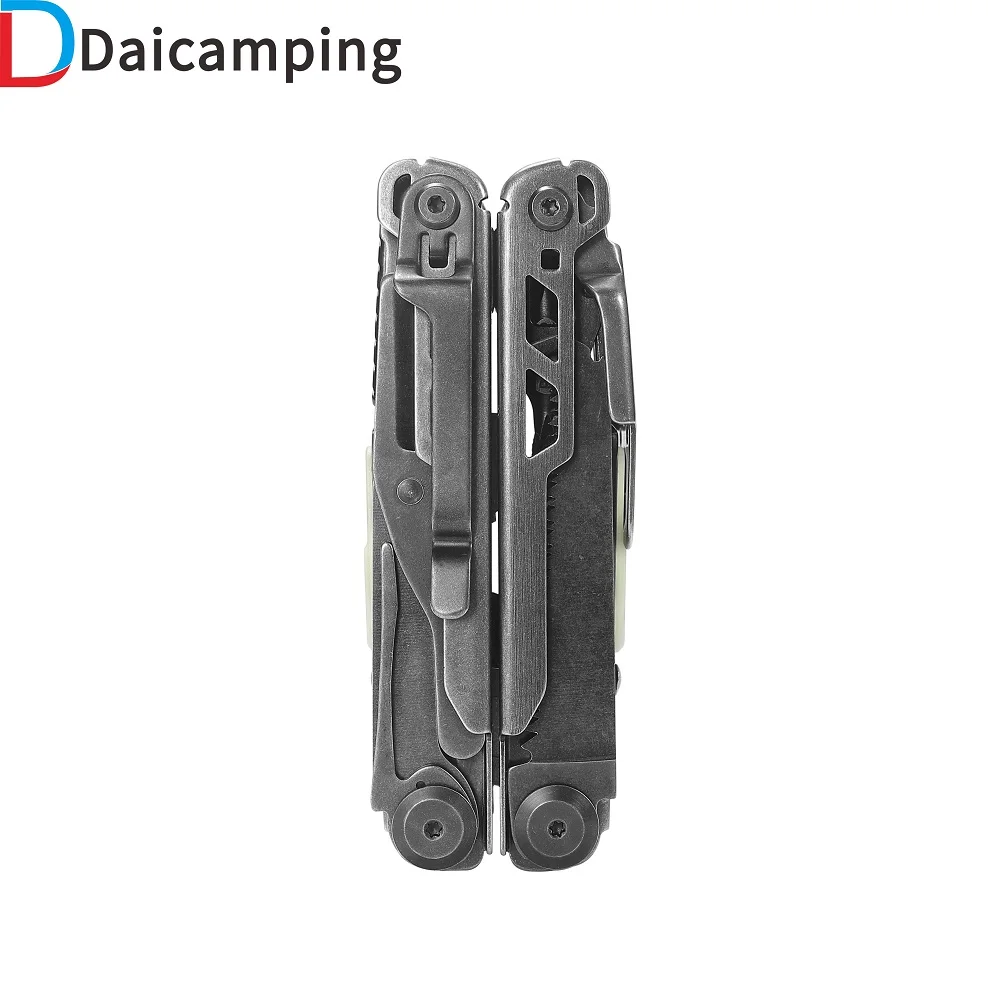 Daicamping DL13 Damasco acero EDC destornillador multiherramientas tijeras multifuncionales herramientas al aire libre alicates cuchillo plegable de supervivencia