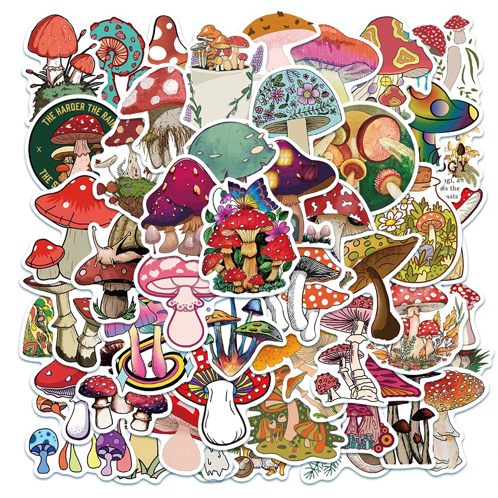 10/50/Pcs Cartoon Mushroom Plant Gift DIY Skateboard Luggage Refrigerator Notebook Motorcycle Waterproof  Stickers