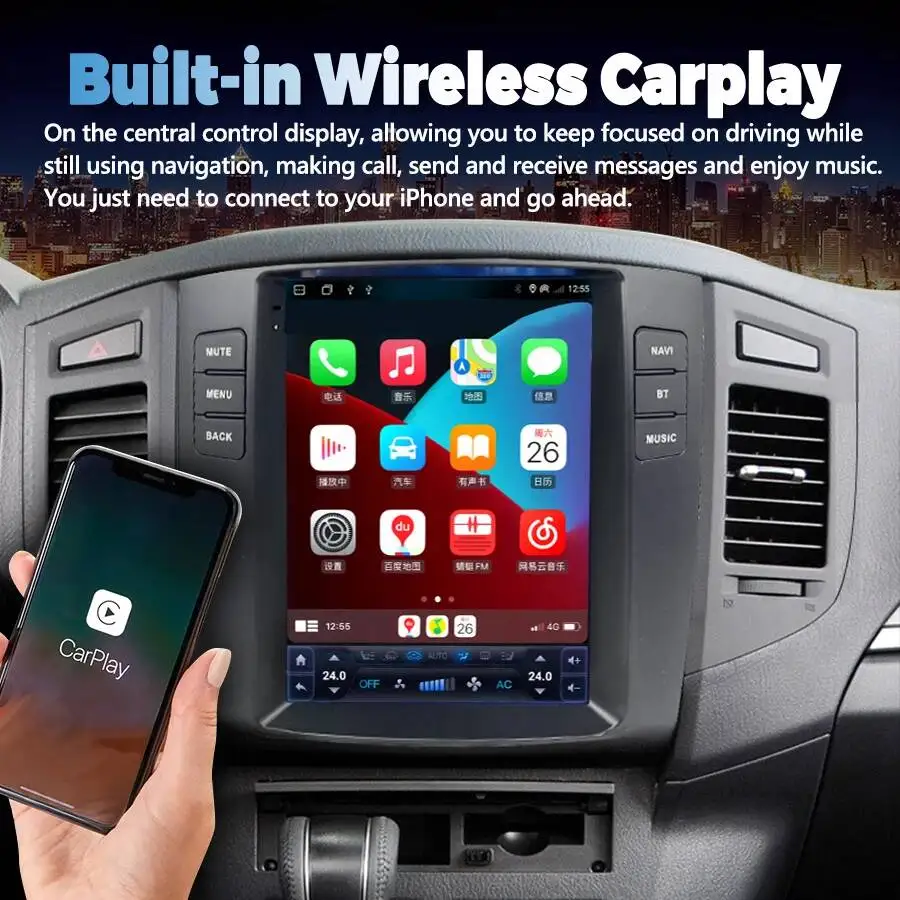 Car Multimedia Carplay Tape Recorder 9.7" Vertical Screen Car Radio For Mitsubishi Pajero Sport V97 V93 Rockford GPS Android view 6