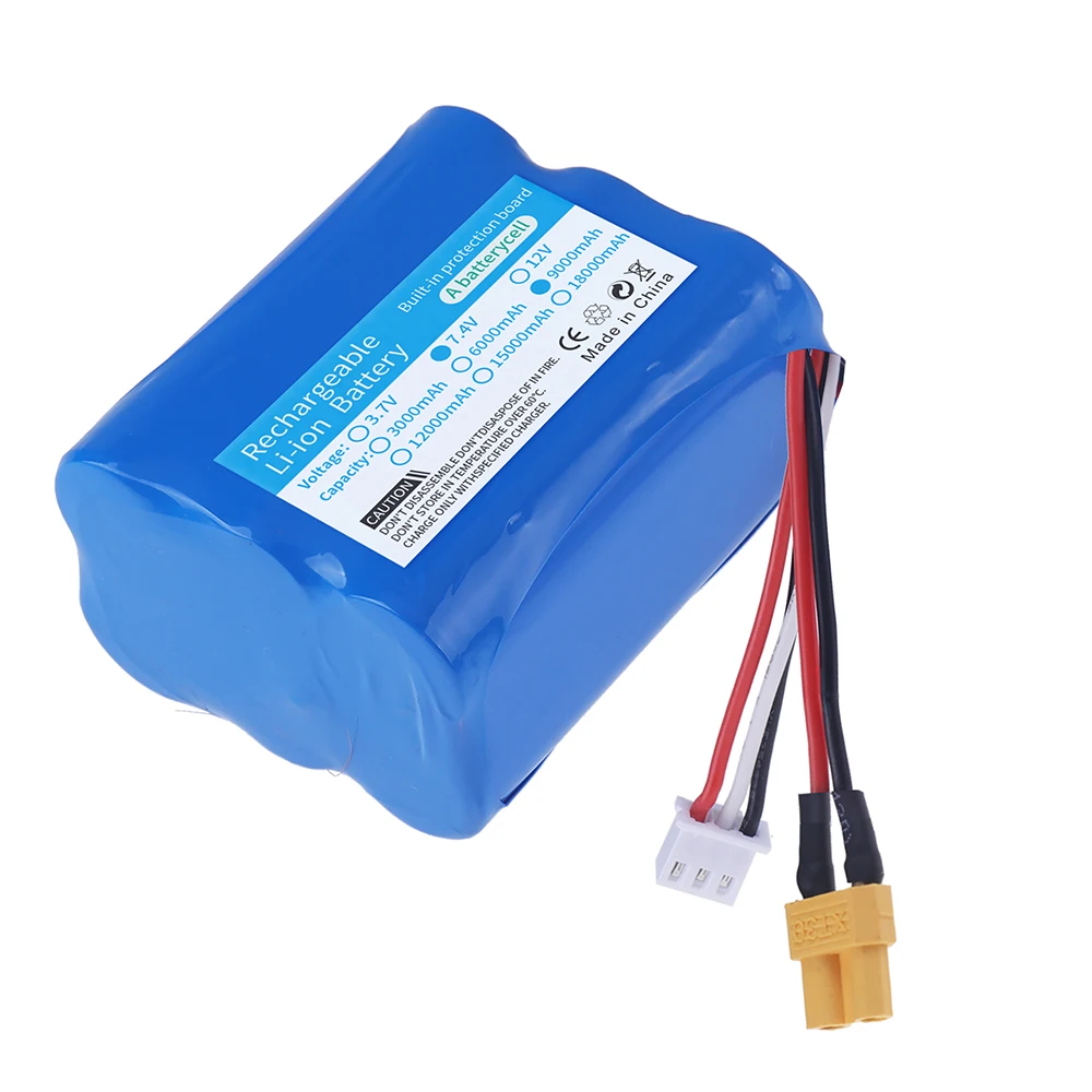 HUINA 1580 1583 580 550 582 1/14 RC 장난감 부품용 고용량 Rc 자동차 배터리, 18650 리튬 이온 배터리, XT30 플러그 포함, 7.4V, 9000mAh