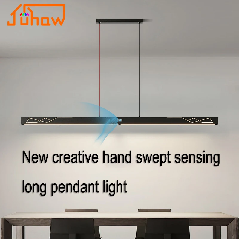 

New Premium Eye-Protecting Hand Sweep Sensor Linear LED Chandelier for Island Counter Dining Room Bar Modern Minimalist Lighting