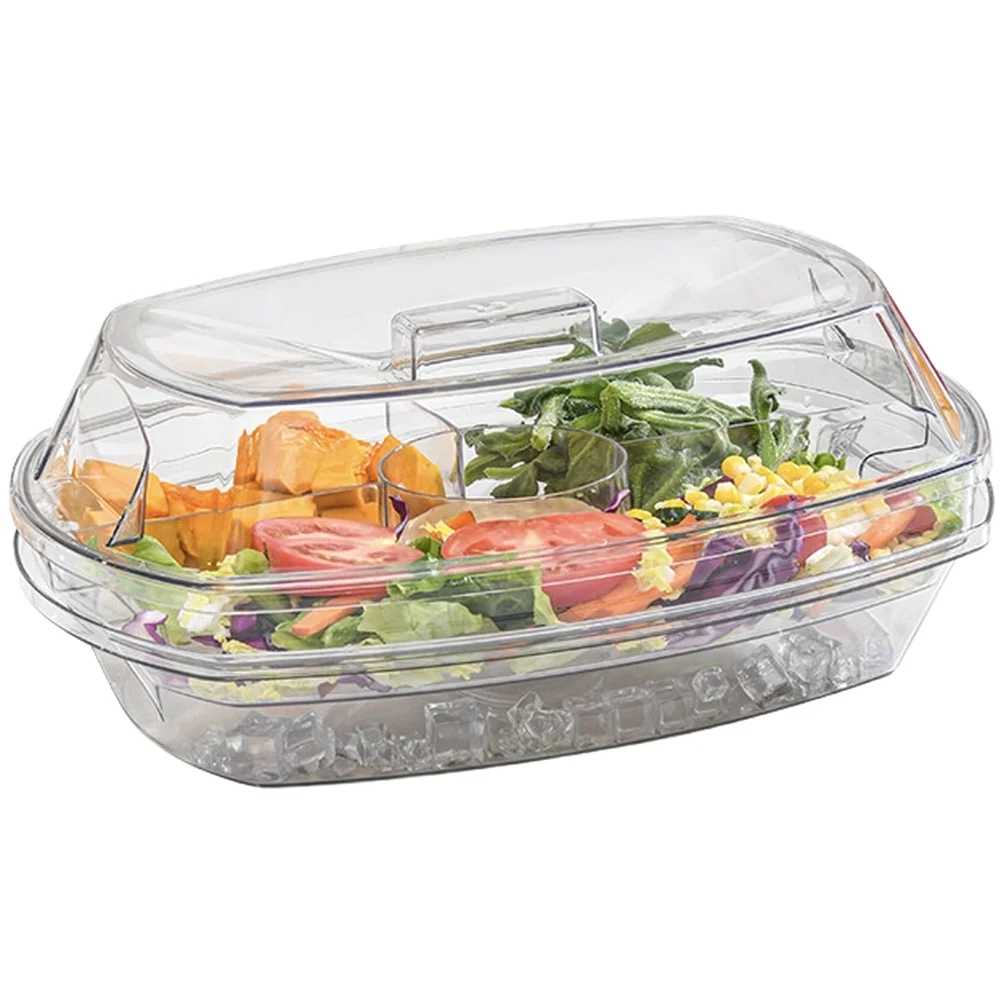 Transparent For Refrigerator Salad Bowl 38 x 28 x 15 cm PET Plastic Food Storage Container for Fruits Vegetables
