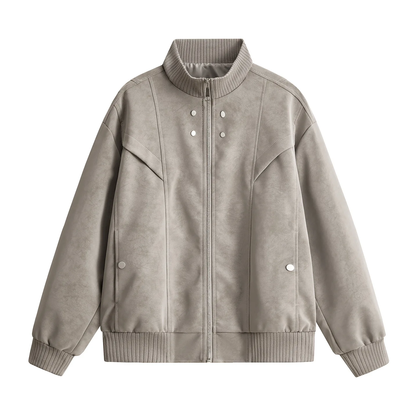Chaqueta Retro Americana de Cuero PU para Hombre y Mujer, Estilo Casual Holgado con Cuello Alto, Chaqueta de Béisbol para Primavera y Otoño, Fibra de Poliéster, Tallas M-4XL