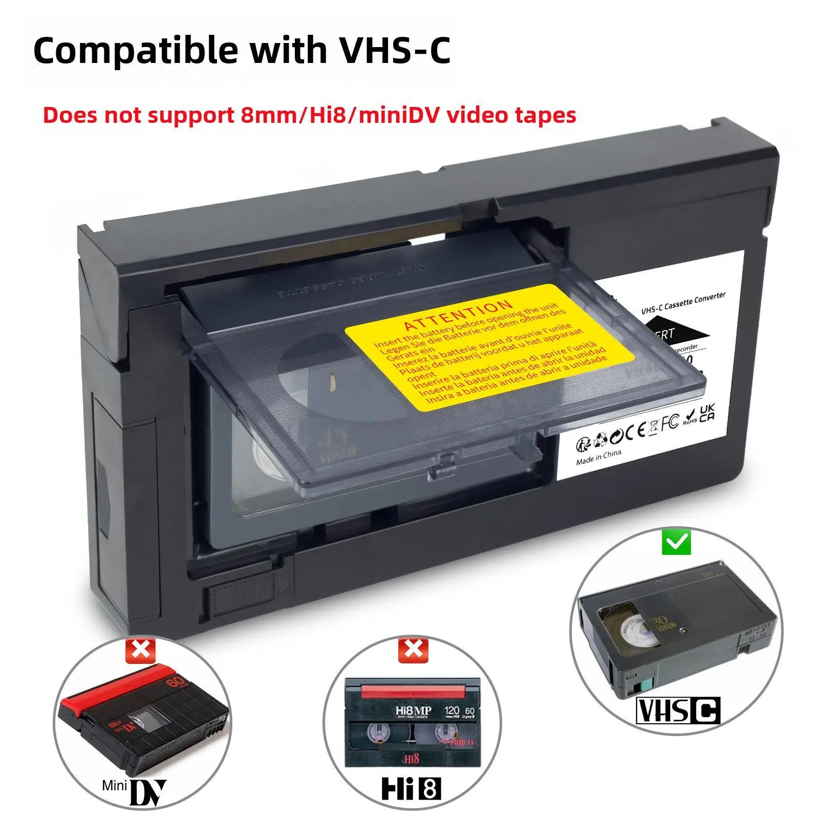 VHS C Tape Cassette Adapter Adaptor VHS to Digital Converting for Camcorders