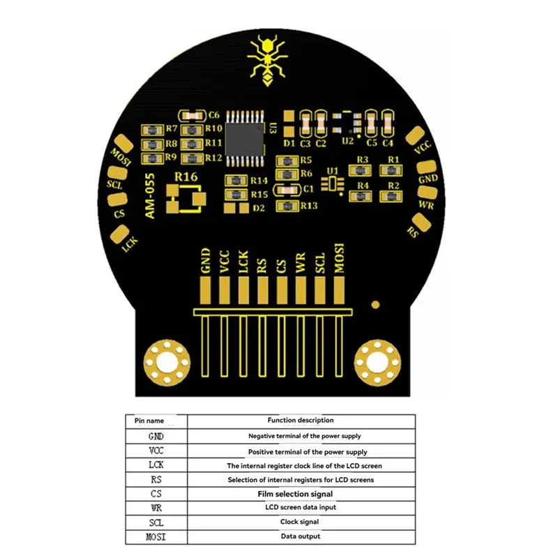 2.2 Inch TFT Color LCD Display Module DC3.3-5.5V AM-055 Circular Display Module 128X 128 Resolution Ratio