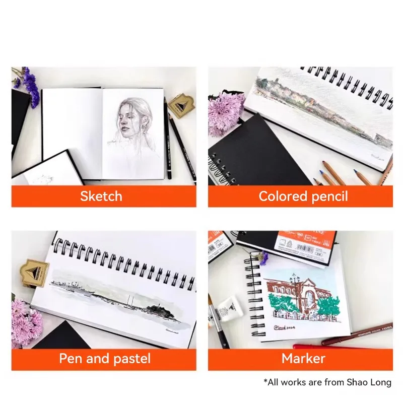 Professional Sketchbook 160G Thickened Paper 16/32/64K Notebook School Supplies Diary Journal Art Painting Pencil Pen Stationery