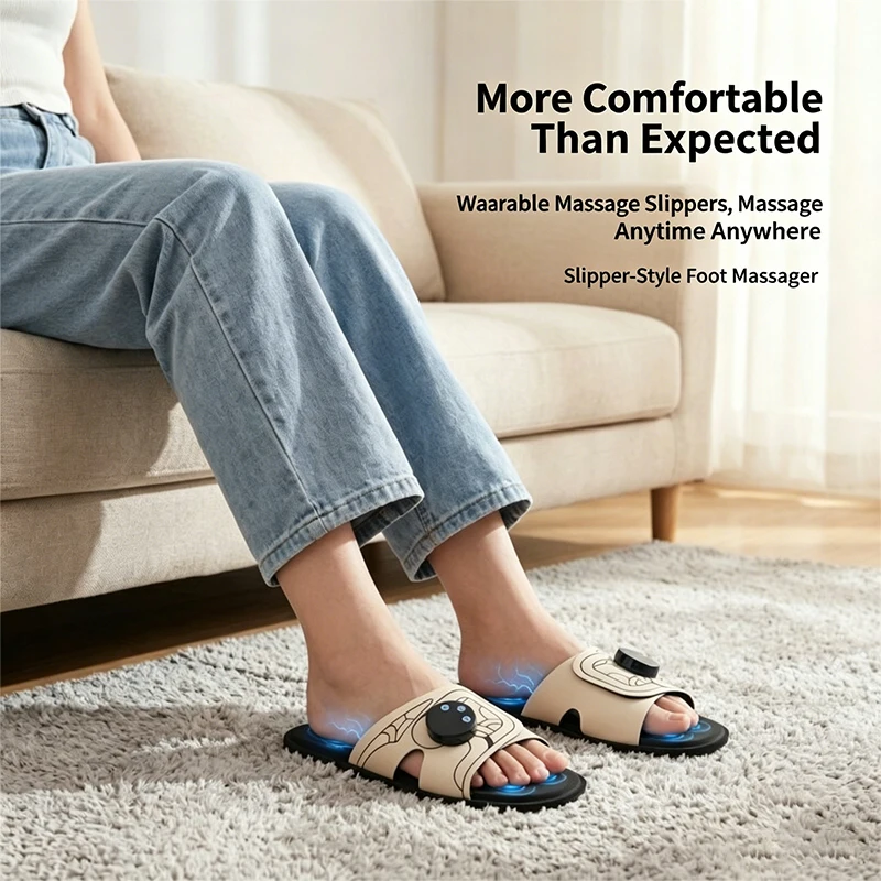 1Pc Foot Massage Slippers, 8 Modes, 19 Intensity Levels, Intelligent Microcurrent Pulse Massage , Home Foot Care Device Gifts
