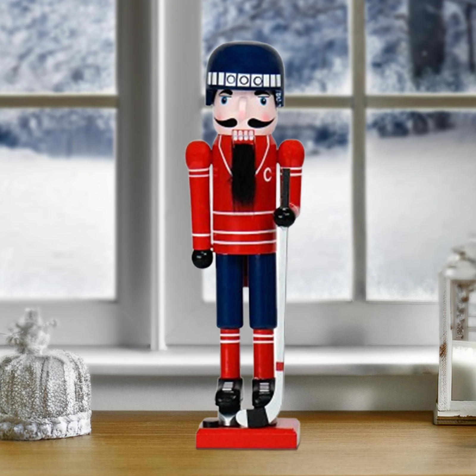 36CM Xmas nutcracker Ice Hockey Player Nutcracker Christmas Wooden NutcrackerIce Hockey Athlete Crafts Desktop Ornaments