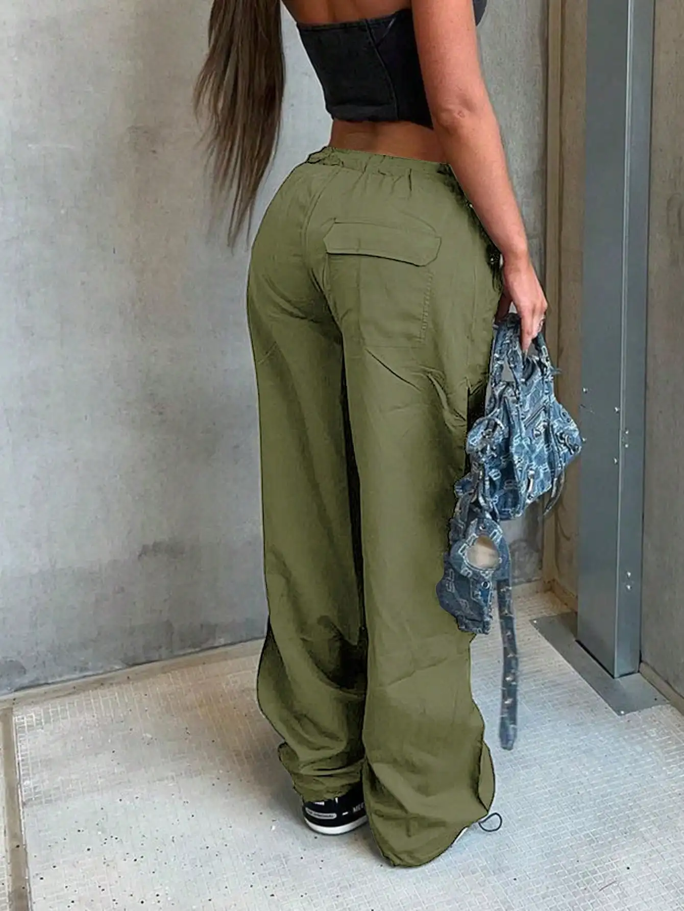 Women's Low-Waist Hip Hop Overalls - Drawstring Drop Crotch Wide Leg Sweatpants for Sports/Jogging (Warm)