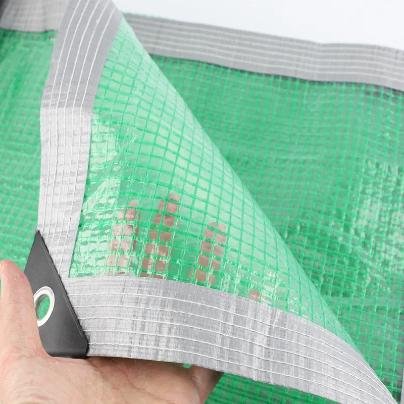 6x15m 19.68ft x 49.21ft 0.3mm Green PE Mesh Tarpaulin Reinforced Scaffolding Outdoor Canopy Terrace Fence Net