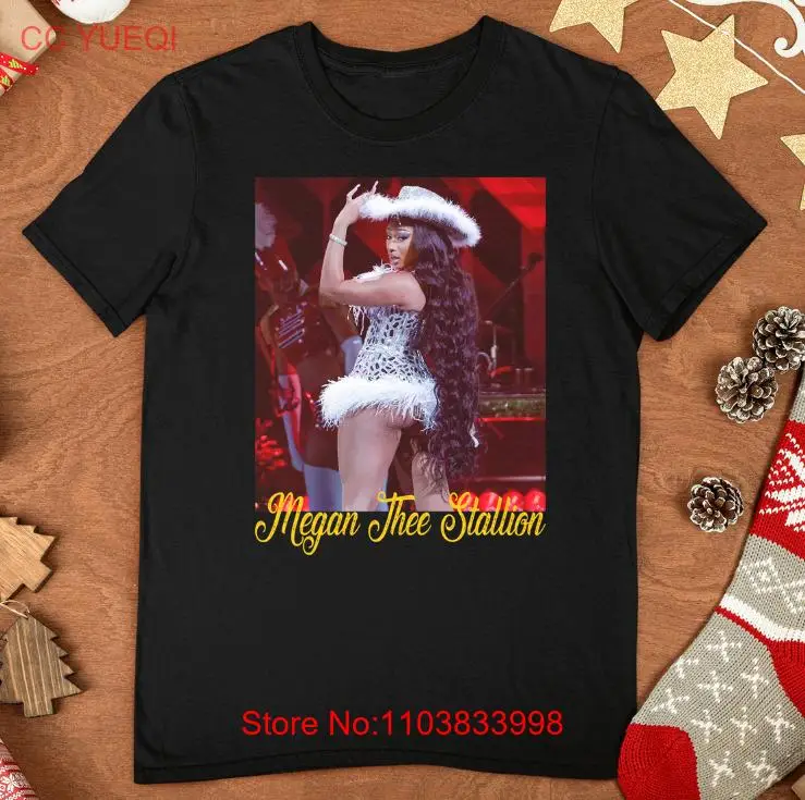 Merry Christmas Megan Thee Stallion signed T-Shirt Black Cotton shirt, hot