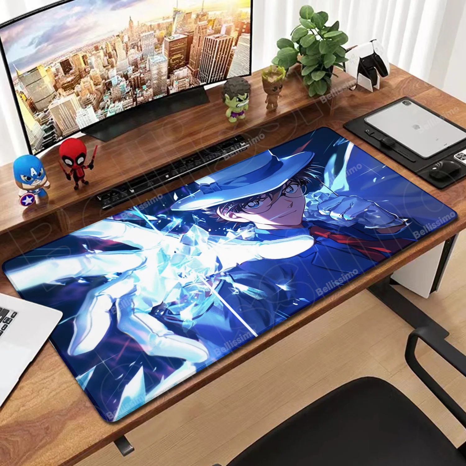 Podkładka pod mysz Cute anime Detective Conan z nadrukiem HD dla graczy komputerowych, z obszyciem, antypoślizgowa, XXL 90x40cm, podkładka na biurko pod klawiaturę i PC