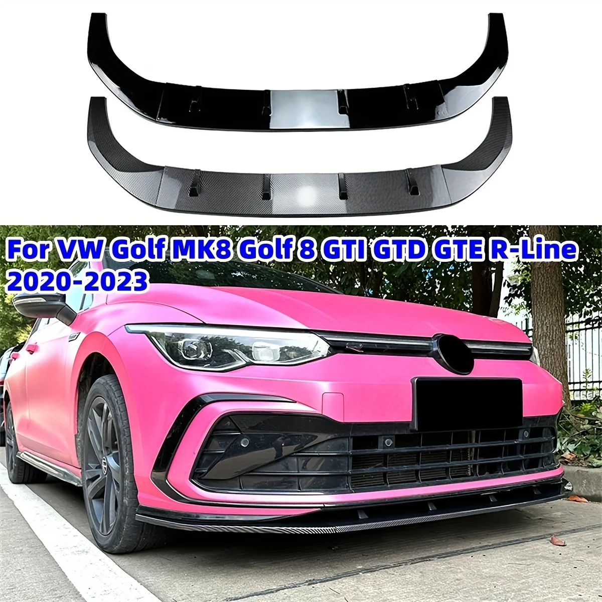 Fit For VW Golf 8 MK8 GTI GTD GTE R-line 2020-2023 Car Front Bumper Lip Splitter Spoiler Diffuser Canard Trim Body Kits