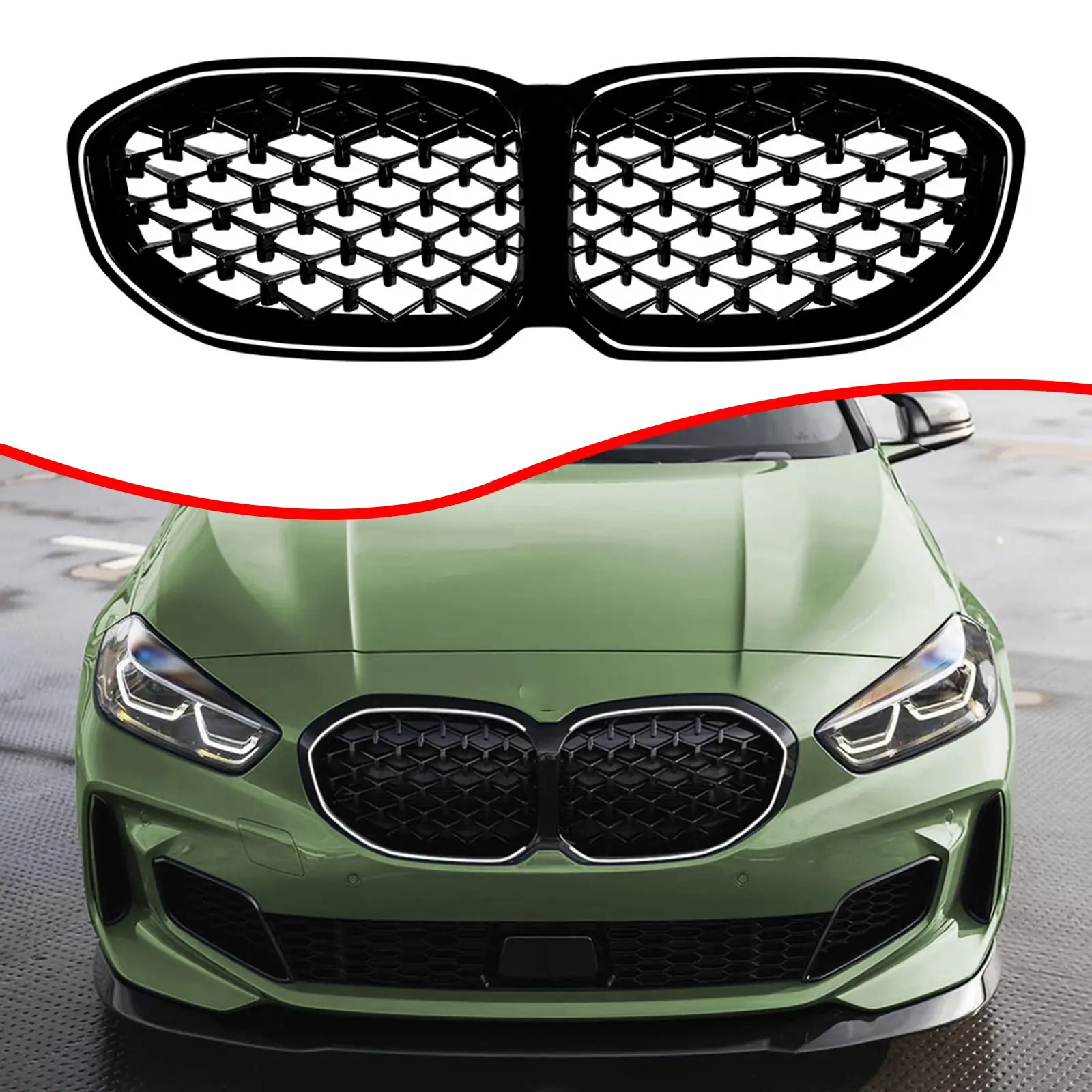 For BMW 1 Series F40 2019-2024 Perfectly matched front hood bumper grille Front Inlet Gril