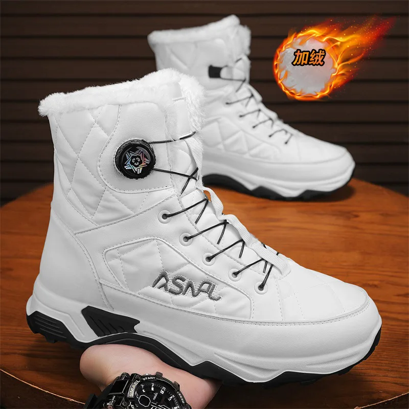 الشتاء عالية الجودة في الهواء الطلق حذاء من الجلد سميكة الدافئة القطن مقاومة البرد كبيرة الحجم مقاوم للماء الثلوج الأحذية للرجال والنساء #5