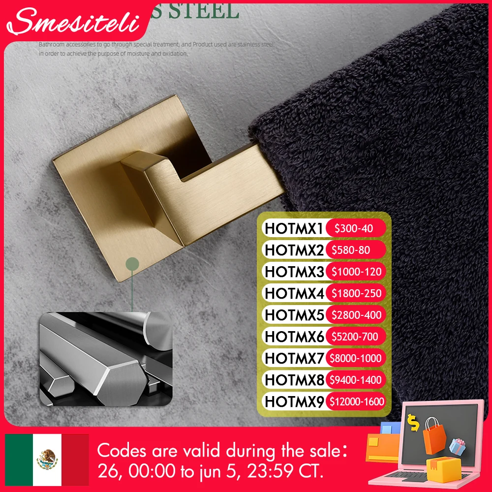 

Matte Gold Towel Rack 304 stainless steel Towel Bar Double Towel Shelf Paper Holder Tissue Holder Toilet Brush Holder