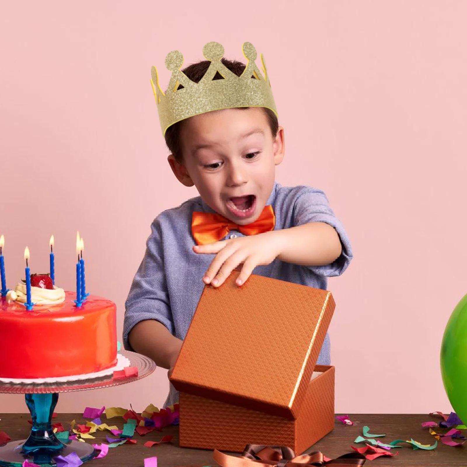 

4Pcs Birthday Crown Kids Party Decorations Golden Elastic Headb Boys Girls Toddler Crown Hat Dress Up Accessories Photo Props